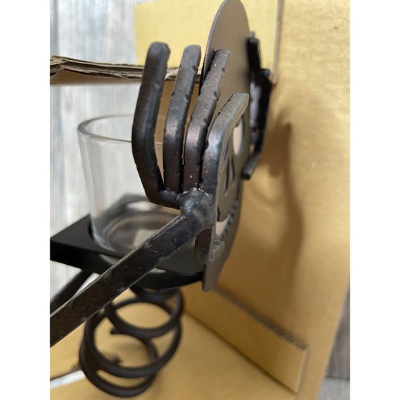 PARTYLITE BONES METAL Skeleton Halloween Tealight CANDLE HOLDER RETIRED NIB15.5" - Picture 6 of 12